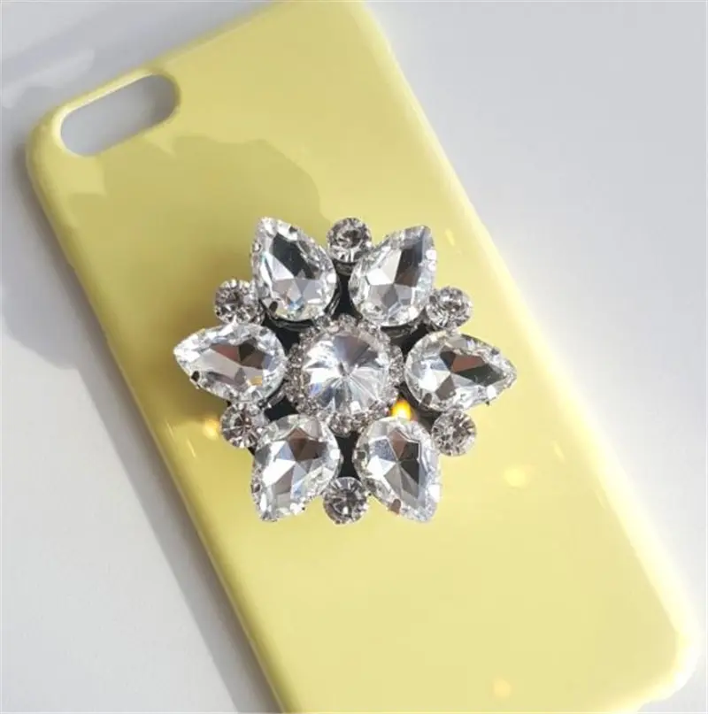 Soporte decorativo de cristal cúbico de GEMA de Corea, hebilla de anillo para dedo, soporte de lujo para teléfono de escritorio, enchufes populares