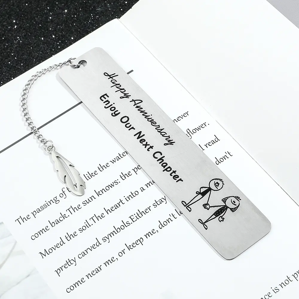 Promotional Custom Quran Stainless Steel Bookmark Etching Engraved Book Mark Metal Gift with Tassel