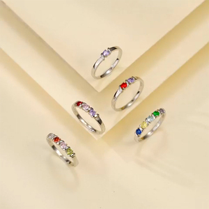 Özel kişilik oyulmuş isim yüzük kübik zirkonya 1-5 Birthstone gümüş anneler günü anneler Band yüzük anıt hediye için - Product Image 2