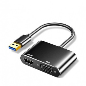 Pantalla de salida dual multipuerto Conector de color dorado Convertidor USB 3,0 a HDMI VGA 1080P para computadora a Monitor - Product Image 1