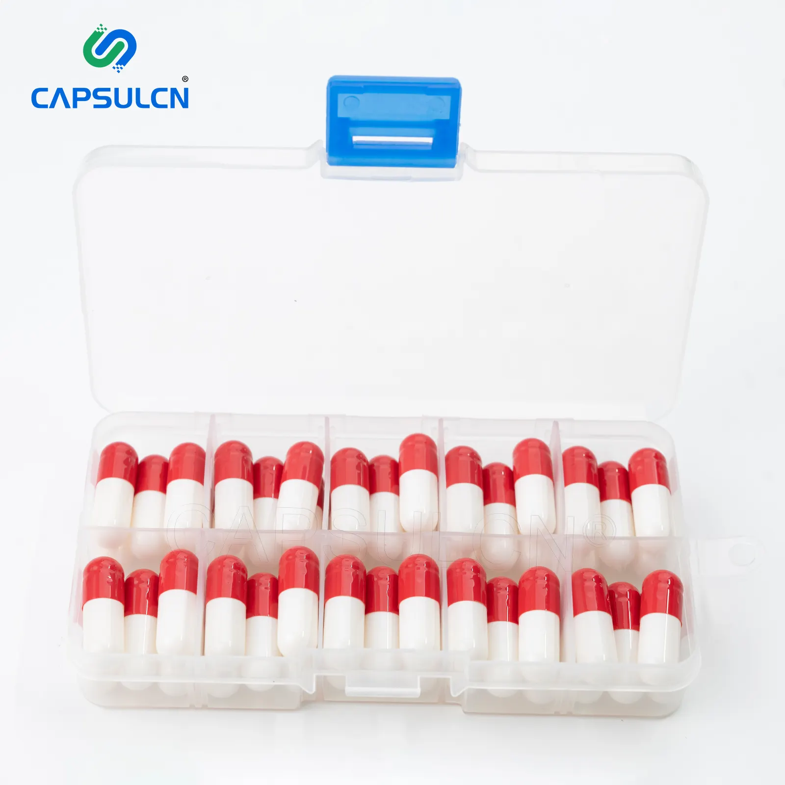 Cápsulas vazias personalizáveis de gelatina, cápsula vermelha transparente e separada para comprimido, tamanho 000 #00 #0 #1 #2 #3 #4 #5 #