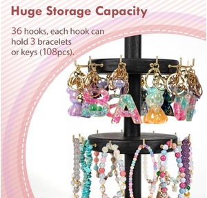 <span class=keywords><strong>Fancy</strong></span> 3-Tier xoay vòng đeo tay bằng gỗ hiển thị đứng tuyệt vời Dung lượng lưu trữ đồ trang sức tổ chức - Product Image 6