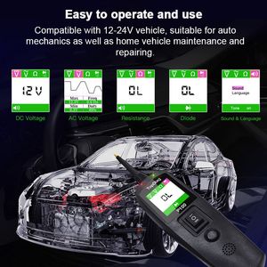 Probador de circuito automotriz de 2m/10m, circuito de potencia de sonda de Kit, probador de voltaje/resistente para coche, componente de herramienta de diagnóstico de 12/24V - Product Image 3