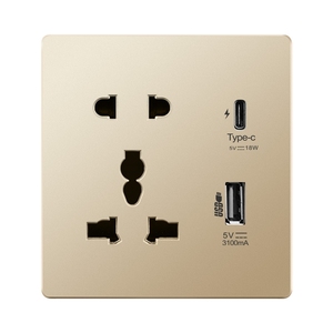 Solo 5 pines Multi Socket USB Tipo-C Interfaz 18W 3A Carga rápida inteligente, 5V USB Carga rápida Toma de corriente de pared universal - Product Image 5
