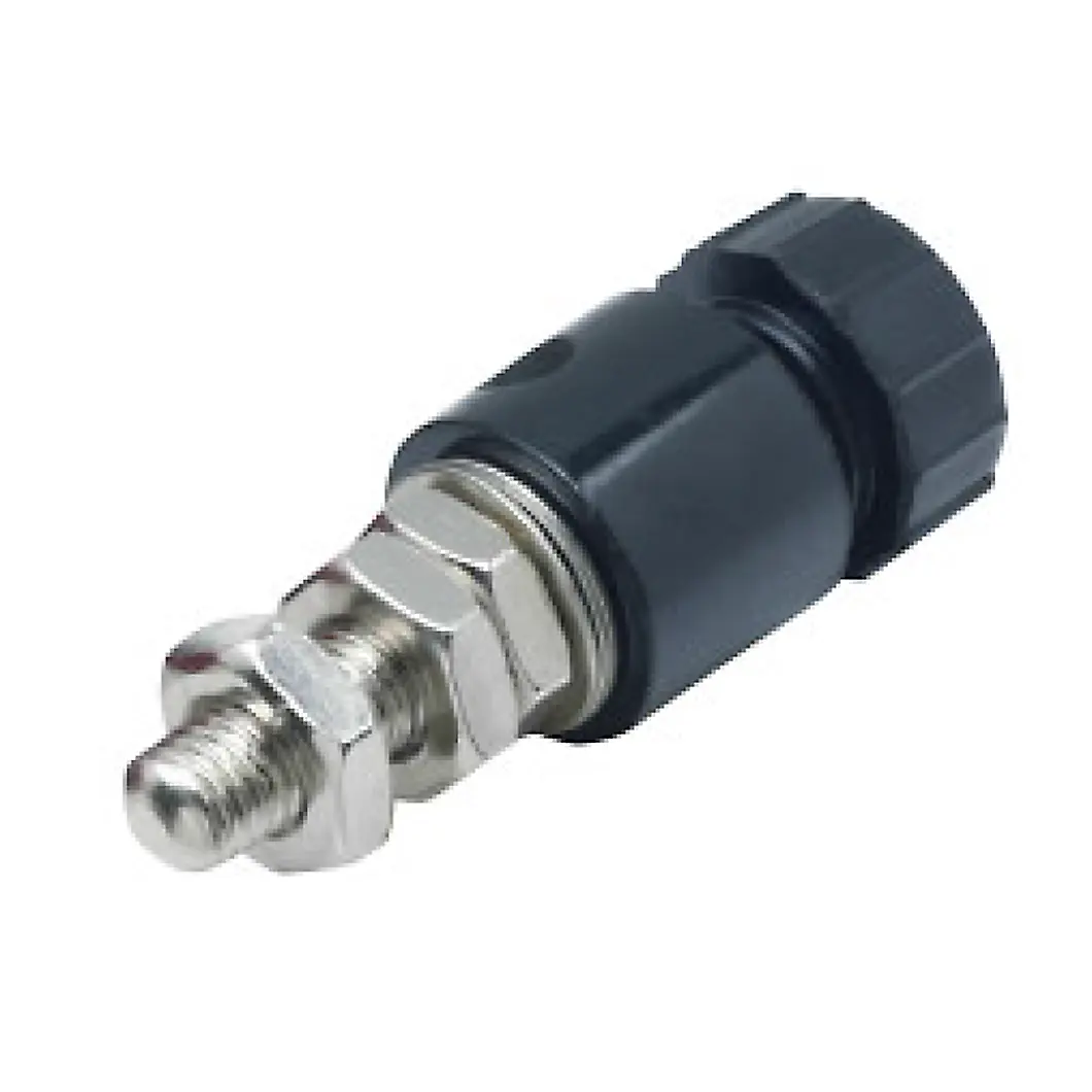 Js-633 M10 10Mm Draad Zwart Auto Banaan Jack Binding Post Terminal Connector Met Gat Koperen Kern Vernikkelde Binding Post