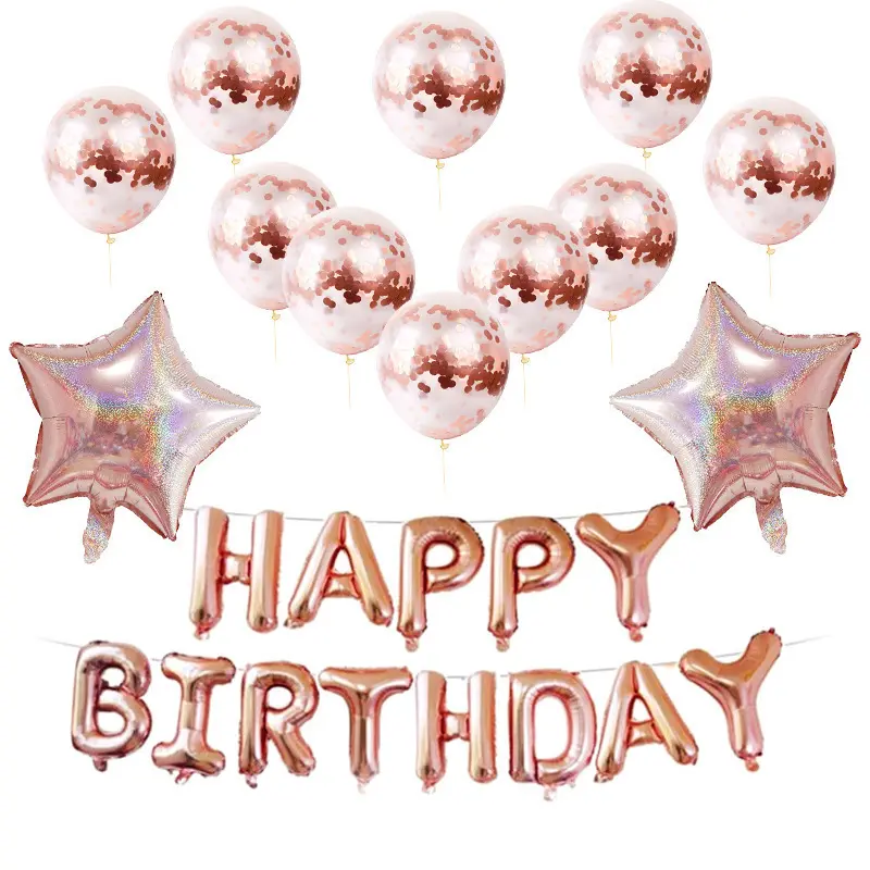 Amazon, Лидер продаж, розовые золотые воздушные шары на день рождения, лазерная пятиконечная звезда с блестками, набор фольгированных шаров, воздушные шары для вечеринки