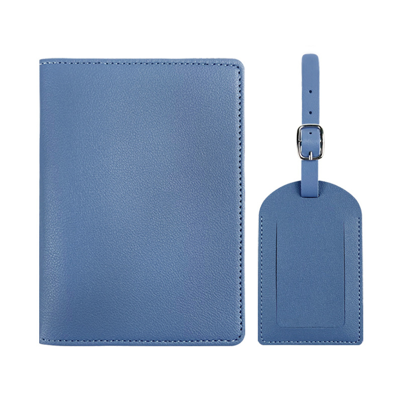 bleu (couverture de passeport + étiquette de bagage)