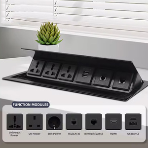 KLASS Pre-wired Style <strong>UK</strong>/US/AU/EU/Universal Power Office Desk <strong>Mounted</strong> Pop up Desktop Socket With USB - Product Image 2