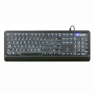 Ältere Tastatur hintergrundbeleuchtete große Schrift verdrahtet QWERTY Tastatur leuchtende Presbyopie Amblyopie Ältere Spezial-Tastatur - Product Image 1