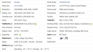 G156HCE-LN1 15.6 Inch 1920*1080 TFT <strong>LCD</strong> <strong>Module</strong> <strong>LCD</strong> Panel TFT Screen <strong>Customization</strong> - Product Image 4