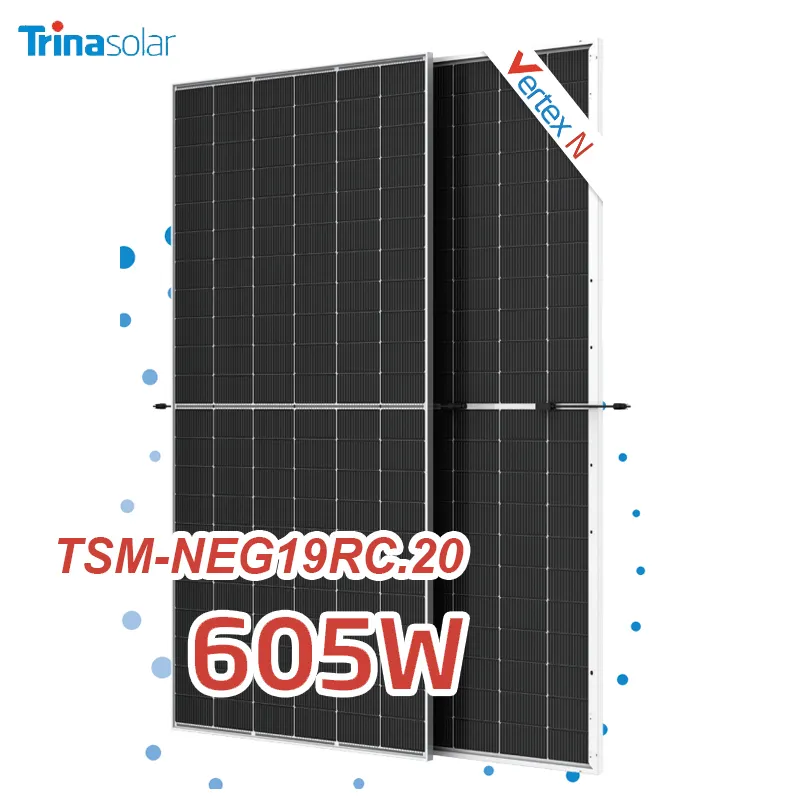 Trina Vertex S Vertex N Tsm-neg19rc.20 Volledig Zwart 605W 600W Monokristallijn Zonnepaneel Bifaciale Rotterdam Zwart Zonne-Energie Module