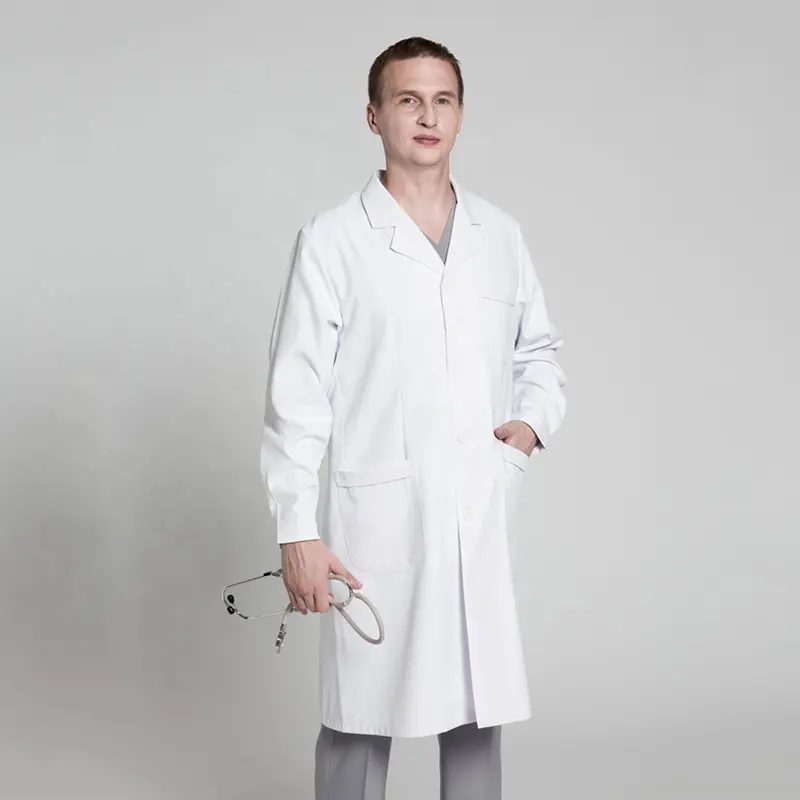 Secagem rápida Longo-sleeved Branco Lab Coat Experimental Hospital Medical Lab Médico Uniformes Personalização Branco Lab Coat