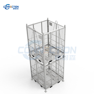 Caja de malla de alambre de acero y Metal plegable galvanizada portátil, contenedor de almacenamiento de reciclaje, jaula para almacenamiento en frío, equipo de almacenamiento de carga - Product Image 3