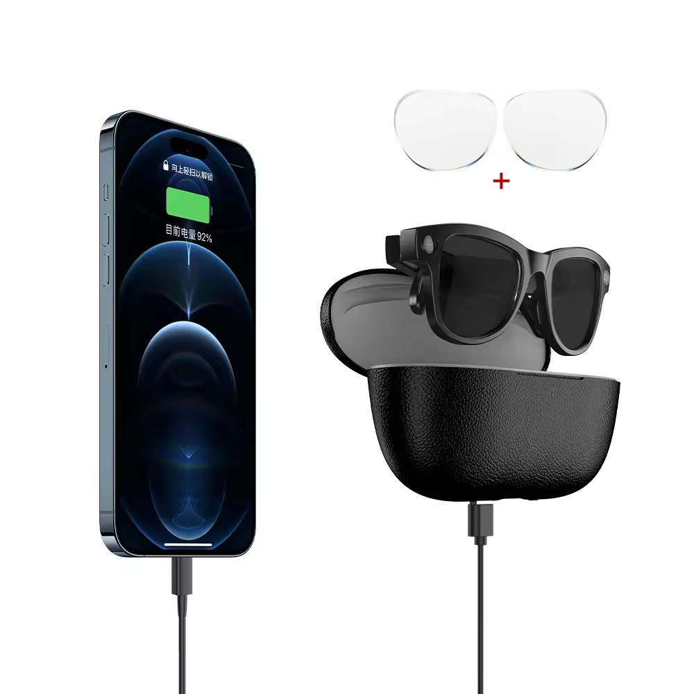 Lunettes de soleil + Verres anti-lumière bleue avec étui noir