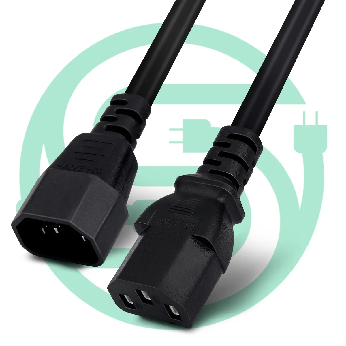 AC Power cord C13-C14 Male to Female Power Extension Cord Cable 13A / 250V 14/3 AWG Length
