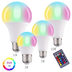 RGBWスマートLED電球3/5/9/10/15W ACパワーワイヤレスリモート調光可能マルチカラー変更E27/B22/E26ベースPDTボディ - Product Image 5