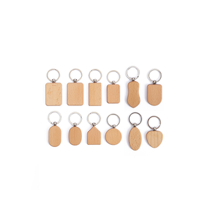 Promosyon boş anahtar etiketleri özel LOGO ile ahşap anahtarlık yüzük - Product Image 1