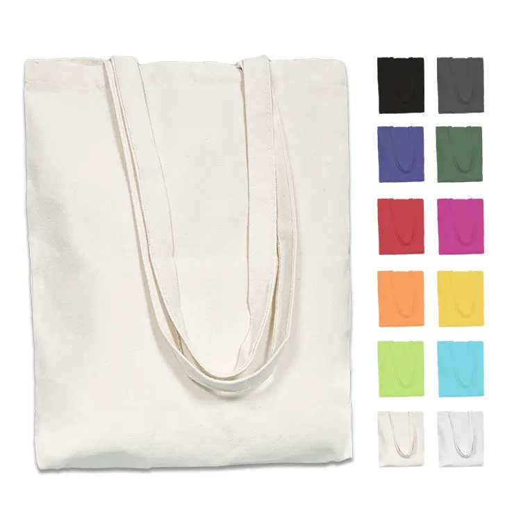 Tas belanja kain desainer ramah lingkungan dapat digunakan kembali tas jinjing kanvas katun dengan cetak Logo kustom