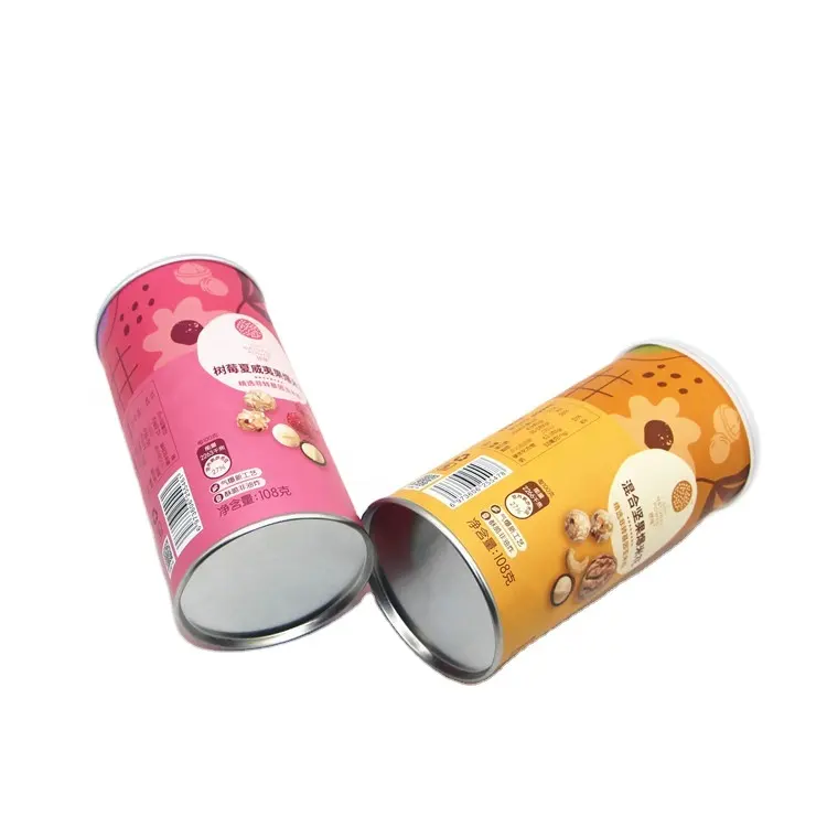 Papel de grau alimentício biodegradável em forma de cilindro de ouro para estampagem de tubos de papel revestidos UV fosco brilhante e batatas fritas em relevo