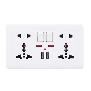 Interruptor de luz de pared estándar del Reino Unido, controles de botón pulsador, toma de corriente roja, blanca, OEM ABS SDK, tecnología moderna, productos eléctricos - Product Image 1