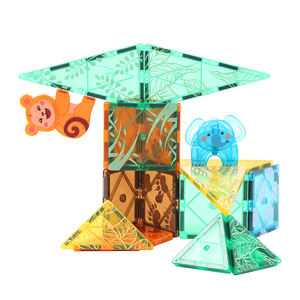 Popular Preschool Toys with Cute Animals and Printed <strong>Patterns</strong> for Children's Magnetic Tile <strong>Building</strong> <strong>Blocks</strong>
