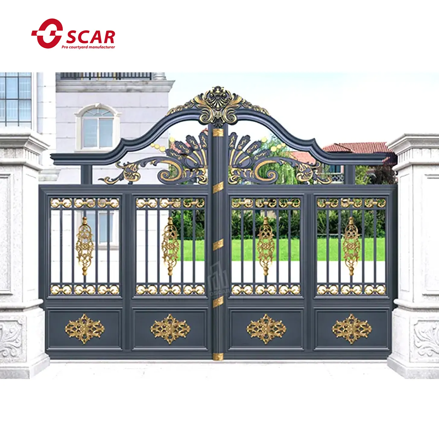 Productos superventas con descuento Diseños de puerta de diseño de puerta principal de Villa con hoja galvanizada