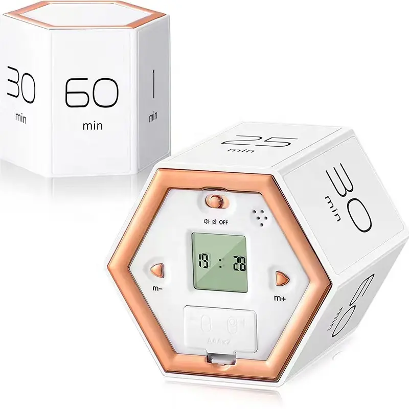 Timer pomodoro oktagon visual kubus oven gym olahraga Digital pintar dengan alarm waktu hitung mundur flip