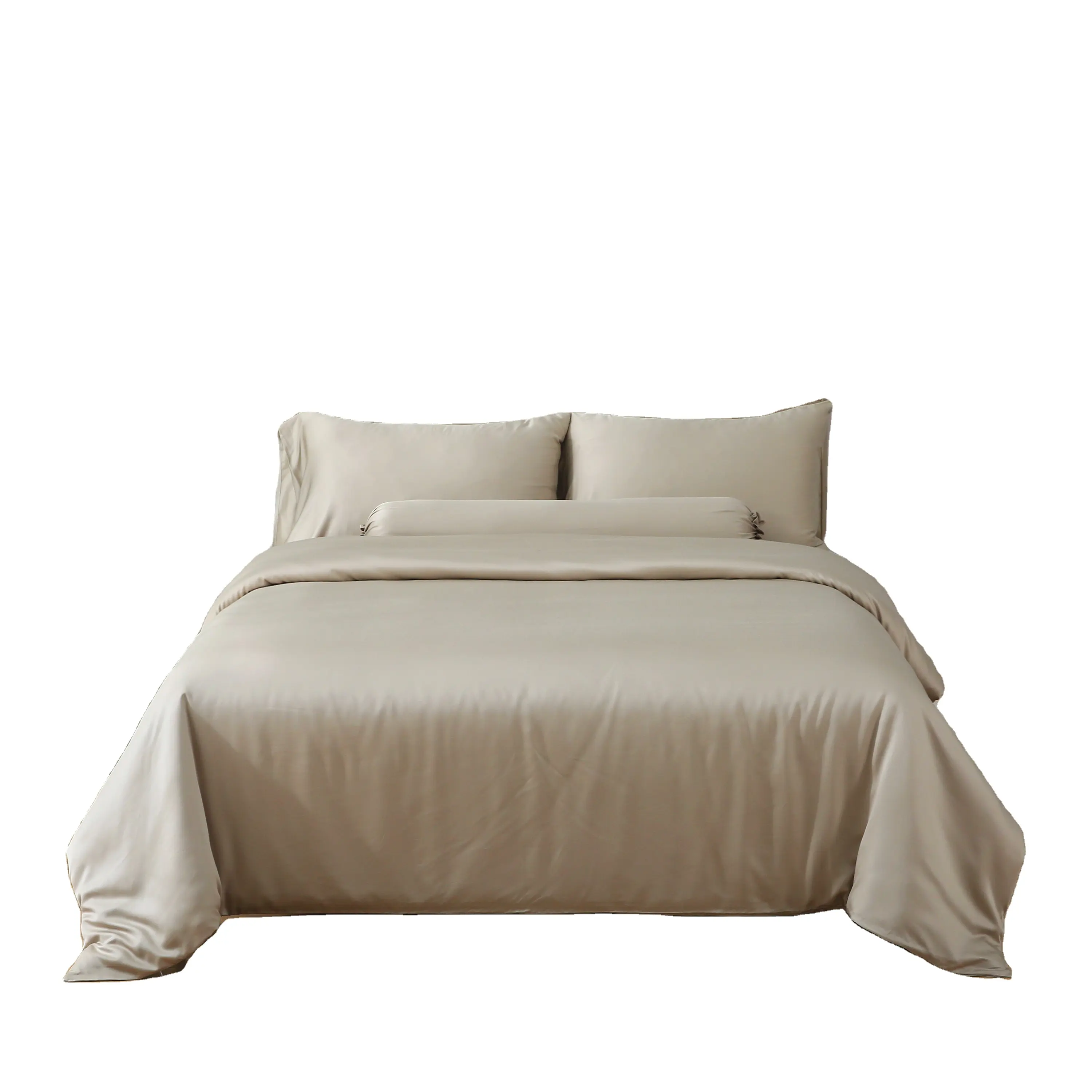 Juego de cama de tejido de satén teñido liso de bambú orgánico Juego de sábanas de bambú 173*120 Juego de cama