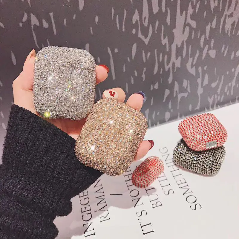 Custodia per auricolari con diamanti Glitter 3D di lusso di vendita calda per Airpods Pro Girl Bling custodia protettiva con strass di cristallo per Airpods 1/2