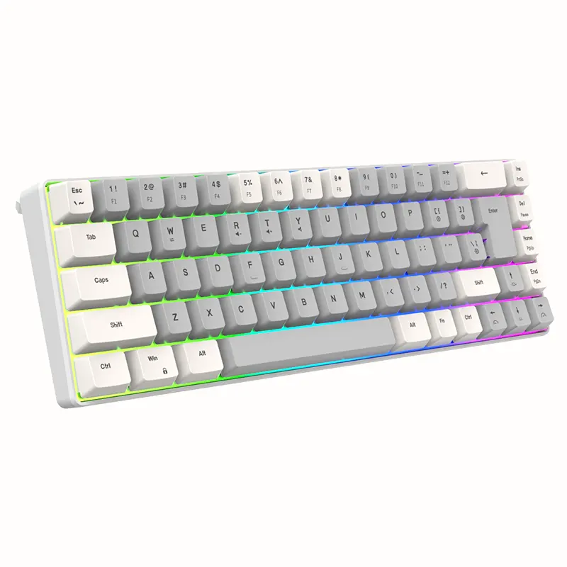 K701 Key line separation 68 keys Wired Mechanical Feel dual color RGB luminous gaming keyboard