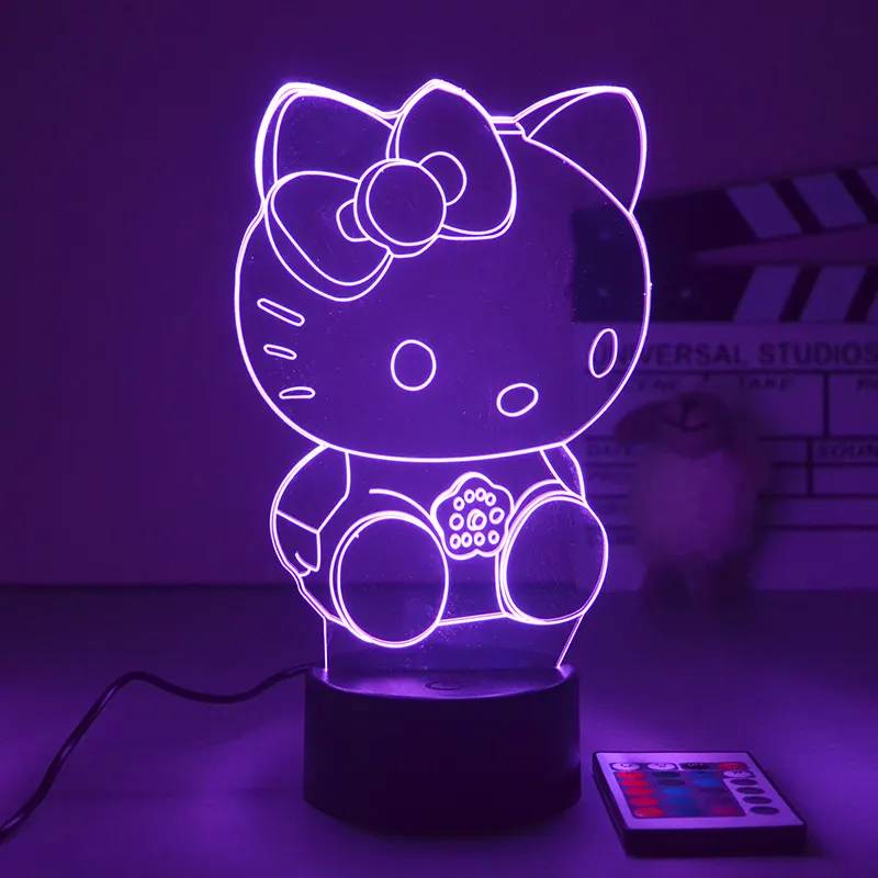 Hello Kitty-luces de noche acrílicas, lámpara Led de mesa de Navidad personalizada