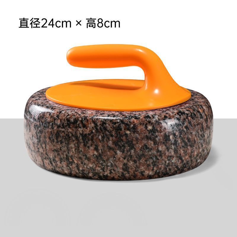 Red stone curling stone with yellow handle 24*8cm