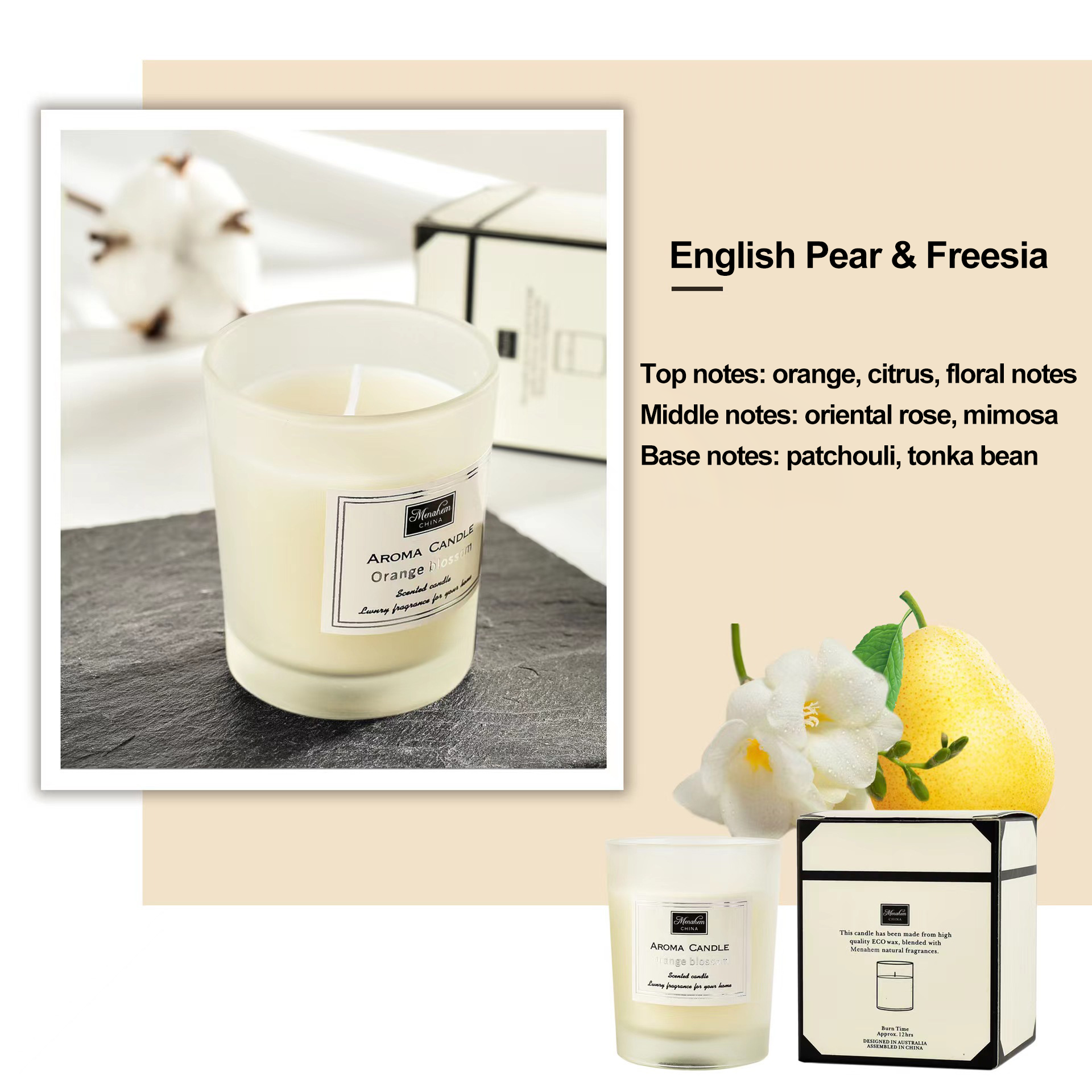 Poire anglaise et freesia colorés