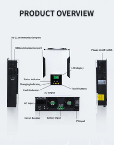 离网太阳能逆变器5.5kw 48V 230VAC输出最大PV 450V输入支持锂电池内置MPPT 100A充电器控制器 - Product Image 3
