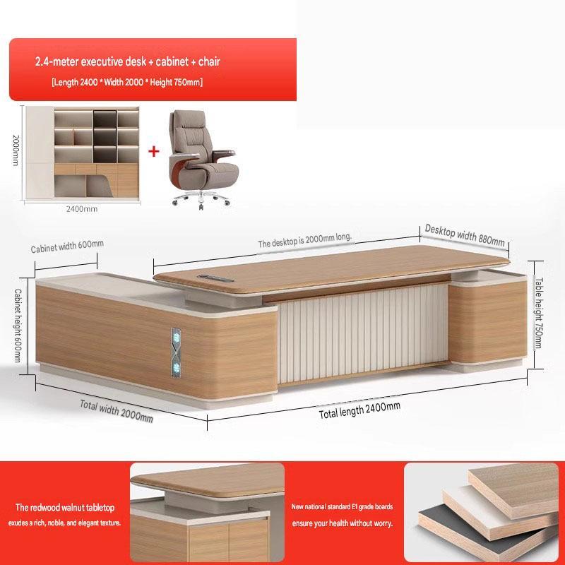 2.4m boss desk+2.4m file cabinet+boss chair