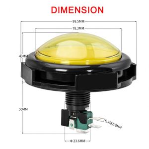 PBS-100 Arcade <strong>Button</strong> <strong>Switch</strong> Convex Round Dome Fish Arcade Game Machine <strong>Switch</strong> 100MM <strong>Push</strong> <strong>Button</strong> <strong>Micro</strong> <strong>Switch</strong> 12V <strong>LED</strong> Light - Product Image 2