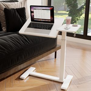 SCUQI Adjustable 27'-40&quot; Height Pneumatic Overbed <strong>Table</strong> with Split Top Tilting Bedside Tray <strong>Rolling</strong> Laptop <strong>Computer</strong> Desk - Product Image 1