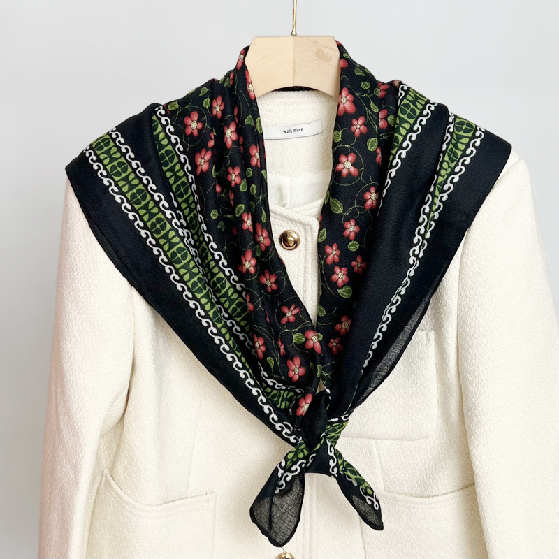 90-korean style small floral black - 90cm