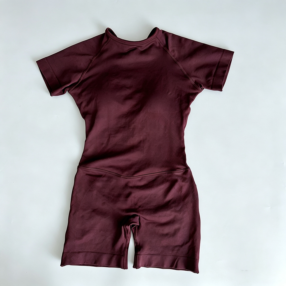 dark coffee-short-sleeve jumpsuit