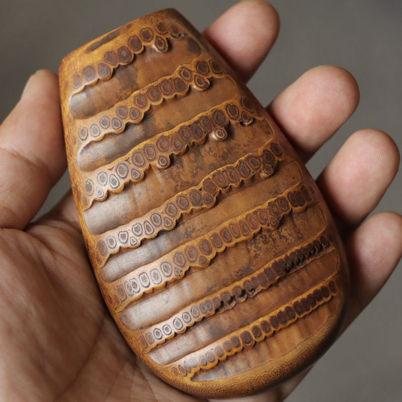 Bamboo root wrapped in silver lacquer