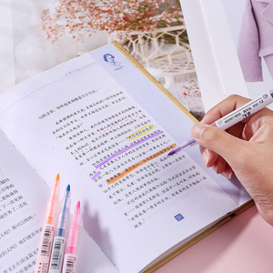 彩色双尖6色学生用彩色键线标记斜尖荧光笔水彩笔 - Product Image 5