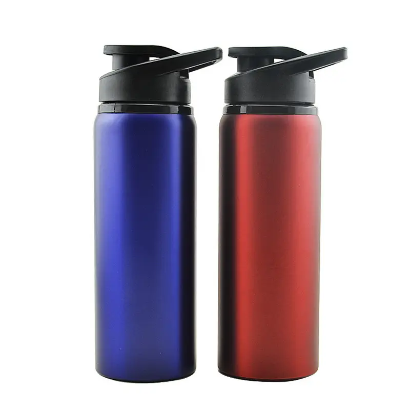 Promosyon hediye 350ml/500ml/750ml alüminyum içme suyu şişesi BPA ücretsiz spor şişe ile hasır kapak