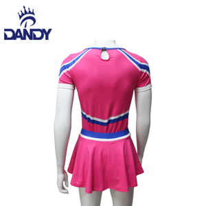 New Design Short Sleeve Cheerleader Athletics Uniform <strong>Cheer</strong> Tops and Skirts Custom Logo Hot <strong>Pink</strong> Spandex Cheerleading Uniforms - Product Image 3