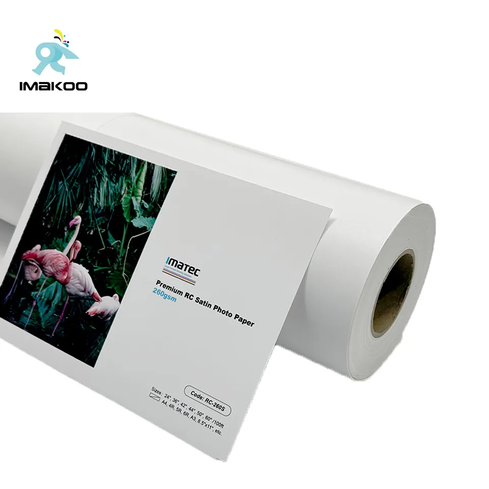 Premium 260gsm Instant Dry Aqueous Inkjet RC lustre Papel fotográfico Satén