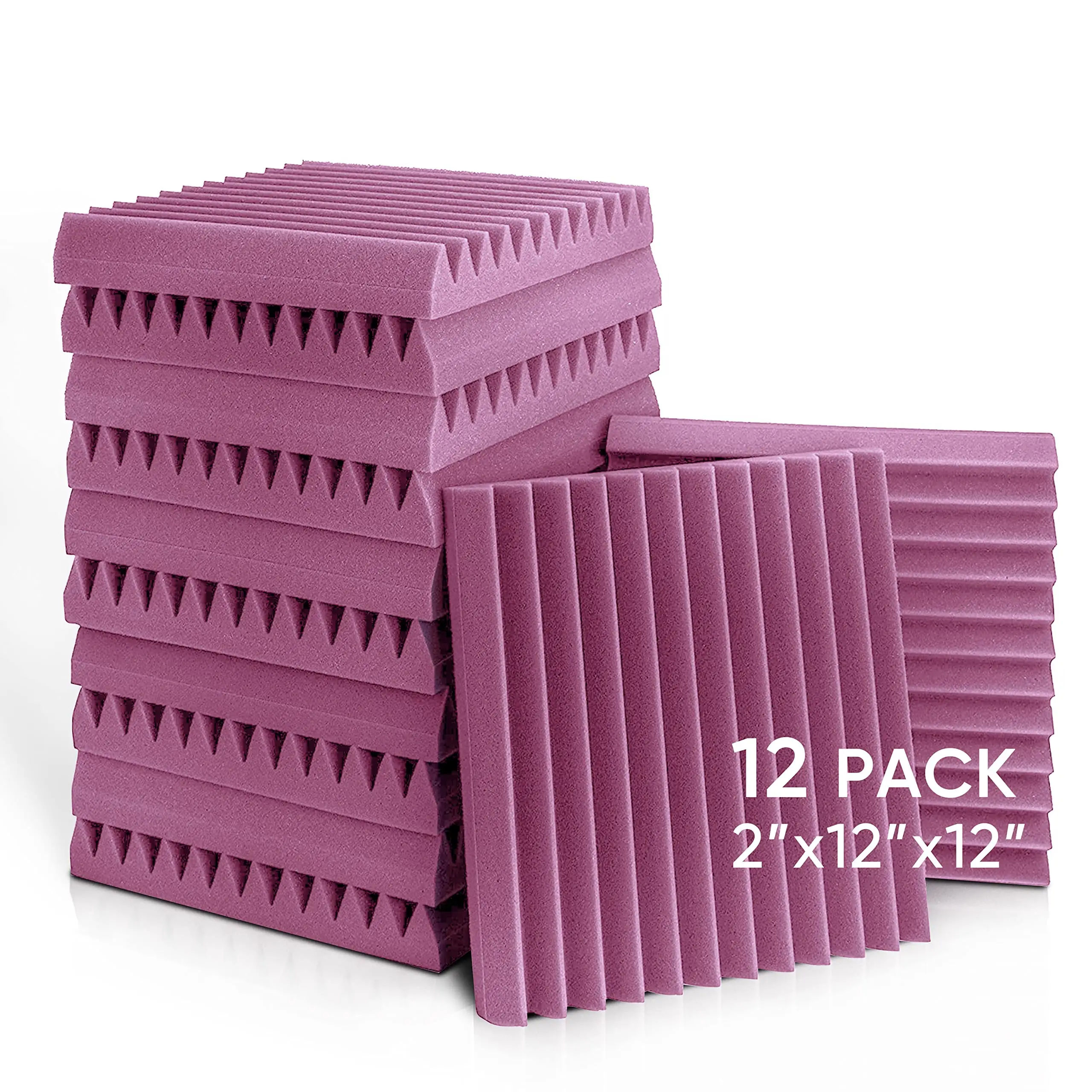 BONNO Studio Wedge Carreaux Panneaux de mousse acoustique violet 2 "X 12" X 12 "Panneaux sonores cales Rembourrage en mousse insonorisée