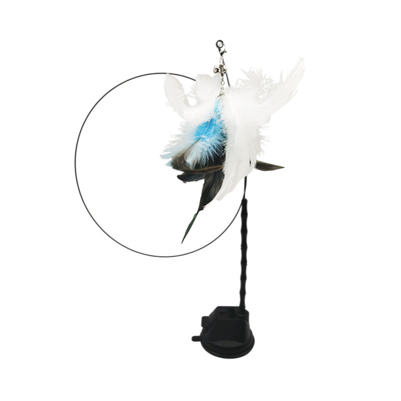 white and blue feather +suction cup rod-blue