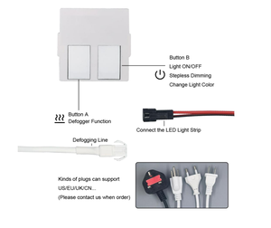 Sensor de atenuación táctil dual LED inteligente con fuente de alimentación incorporada Control de 24W de color simple/tres con función de desempañado - Product Image 5