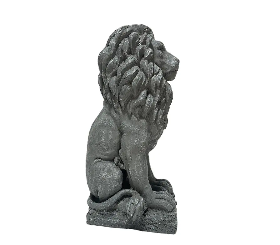Sculpture de statue de lion en résine de couleur bronze pour la décoration intérieure