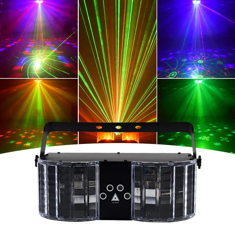 WUZSTAR 나비 rgb led 무대 디스코 빛 18W 파티 레이저 프로젝터 조명 사운드 제어 dj 장비 댄스 플로어 클럽