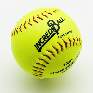 12 inç sarı pvc deri yüksek dereceli PK mantar çekirdek merkezi 4 hayranları incrediball oyun kalite softbol topları
